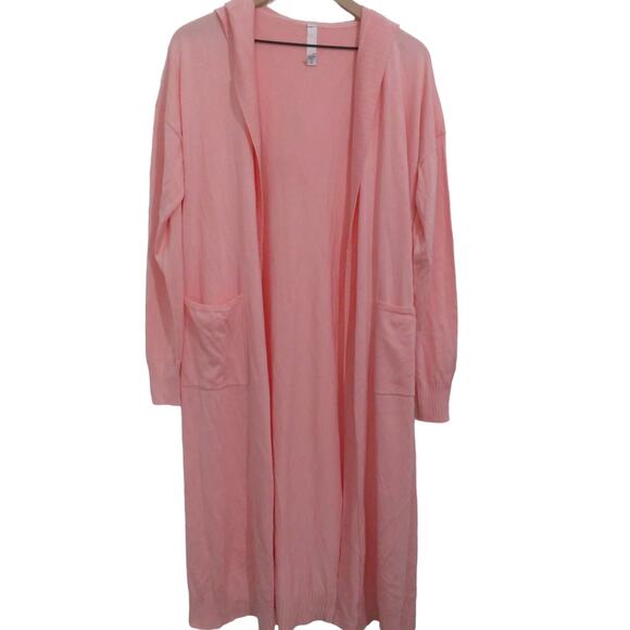 Athleta Womens Sz S Pink Long Line Hooded Cardigan Knitted Cardigan - Picture 1 of 4